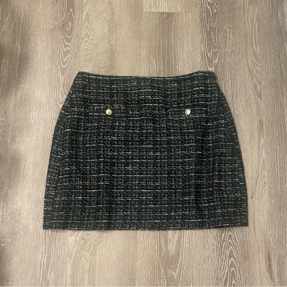 LOFT Metallic Tweed Button Pocket Mini Skirt